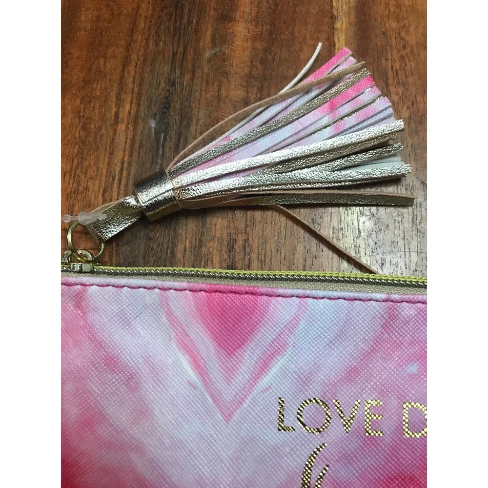 Simply Southern Cosmetic Brush Bag Love Deerly Pink & White NWT